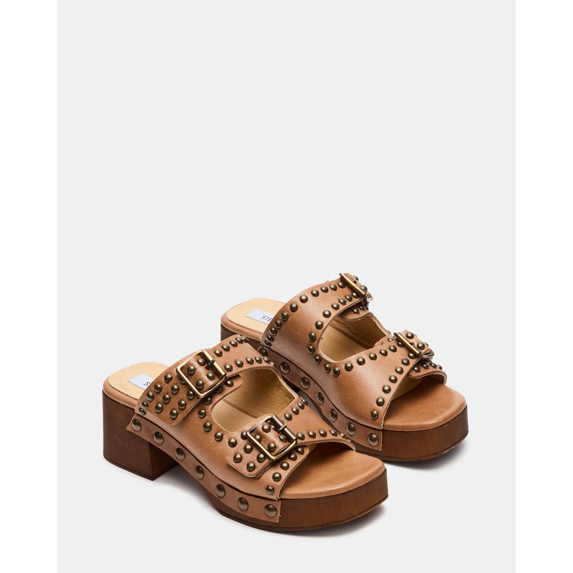 tan leather steve madden platform sandals 2000s