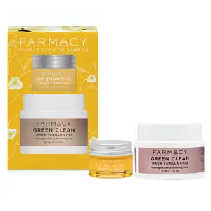 Farmacy Beauty Double Dose of Vanilla Duo Lip Care Set with Honey Vanilla Lip Smoothie & Warm Vanilla Chai Green Clean Balm for Glow Cleansing - Detox Kit, Duo Pack