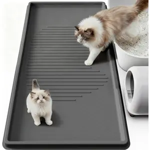 Litter Mat 54" x 27.5" XXL,   Mat for Litter Box, 1.38" Raised Edge  Proof Litter Trapping Mat Pad for Scatter Control, Soft  Kitty Paws, Protect Floor (Dark Grey)