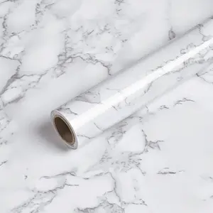 Marble Contact Paper 15.7" x 118" White Grey Self Adhesive Waterproof PVC Wallpaper for Countertop Kitchen Cabinets Bathroom