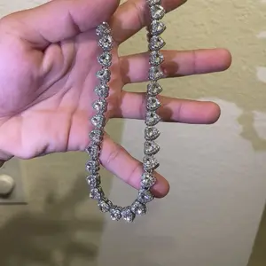Heart chain 24” stainlees steel CZ diamond for men