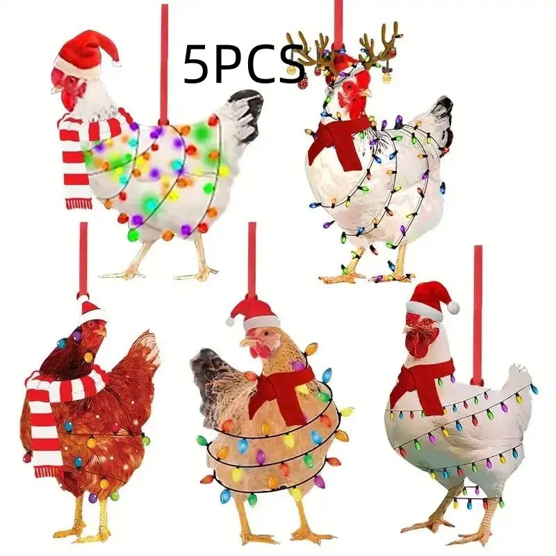 Multicolor Chicken Design Hanging Ornament, Cute Chicken Hanging Decoration, Festive Decoration, Hanging Decor for Home Party Festival Home Decor, Room Decoration Ornaments
