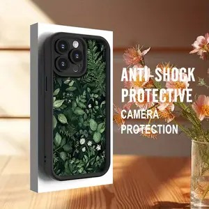Simple with Green Leaves Pattern Phone cases Case Compatible with iPhone 17 Pro Max 16 16e 15 14 Plus 13 12 Mini 11 Air X XS Pattern TPU Lens Protection Durable Soft Cover Gift 2D printing Shockproof Cellphone