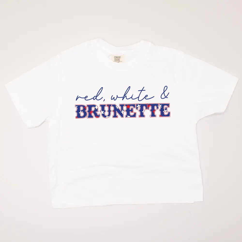 4th Of July Shirt Crop - Red, White & Brunette