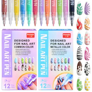 12/24/31 Colors Nail Art Pens Set, Nail Art Markers Polish Pen for 3D Nail Art, Drawing Painting Liner Brush for DIY Nail Art Beauty Adorn Manicure Tools