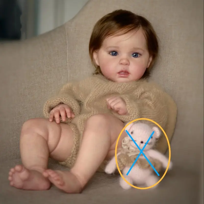 Unisex Reborn Baby Doll, 50cm/20in Soft Vinyl-Cloth Body, Painted Skin with Visible Veins, Baby Realism Toy for Collecting & 3+ Age Dress-Up Play