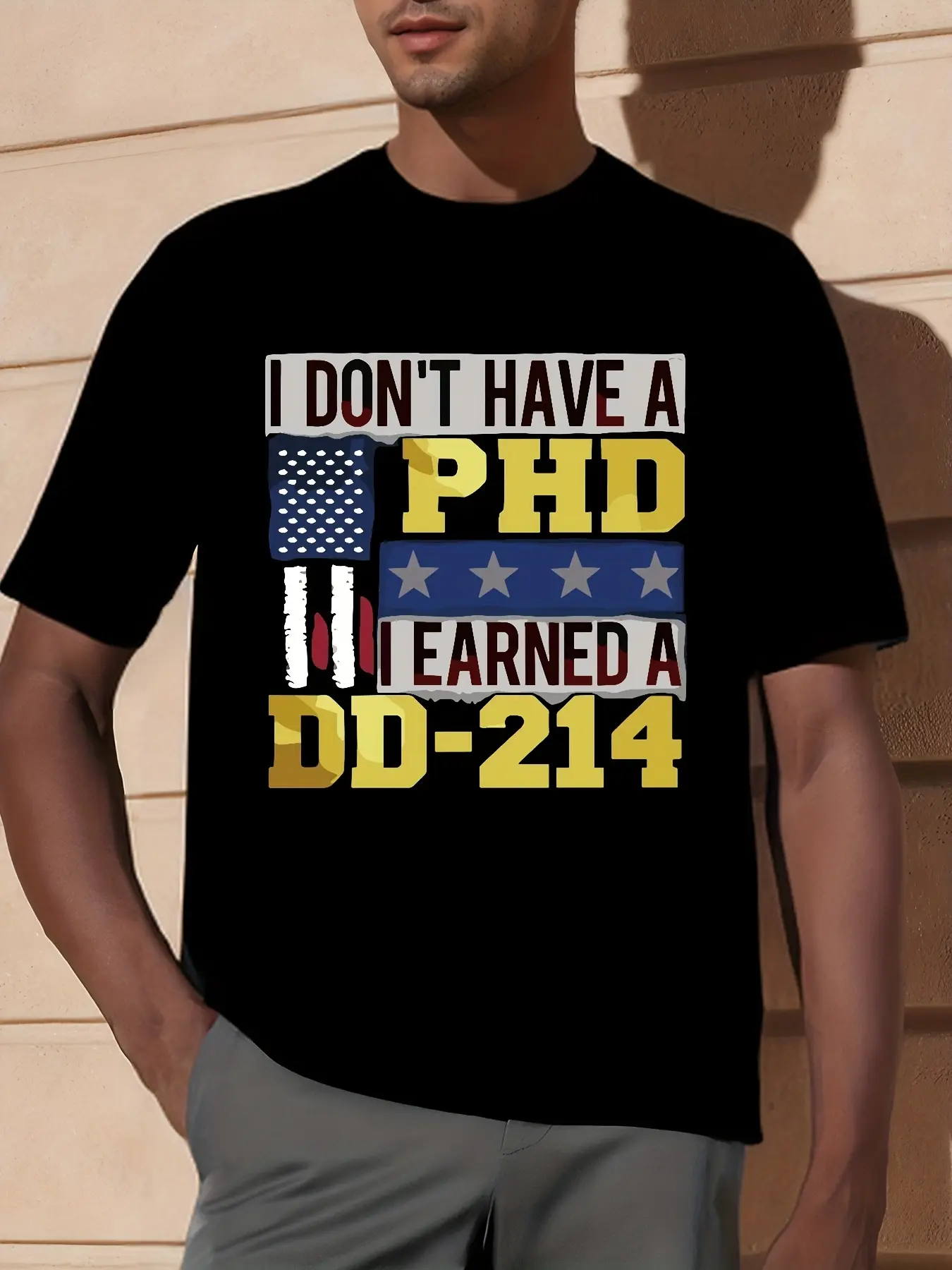 Men'S DD-214 Graphic T-Shirt _ I Earned a DD-214 D unisex soft cotton short sleeve t shirt, vintage graphic casual tee for men women teens, perfect birthday holiday gift for camping travel gym daily street  wear