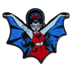 Vampire Girl Batwing Glitter Enamel Pin