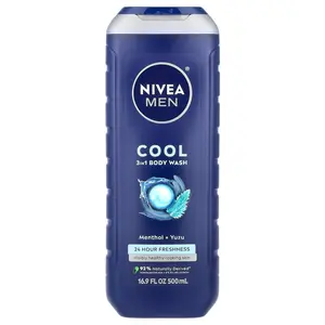Nivea Men, Cool 3 in 1 Body Wash, Menthol & Yuzu, 16.9 fl oz (500 ml)