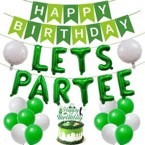 Golf Birthday Decorations Men Boy - 28 Pcs Green Happy Birthday Banner Lets Partee Letter Foil Balloons Cake Toppers Sports Themed Party Supplies for Baby Shower Party Adults Golfs Decor Kit