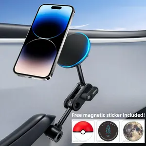 Model 3/Y Premium Alloy Phone Mount for Tesla Mag-Safe Door-Install Phone Holder Tesla Accessories Aluminum Alloy Construction 4D Adjustable Car Phone Holder with Super Magnetism