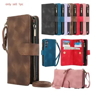Zipper Wallet Case For Samsung Galaxy S26 S25 Ultra S24 FE S23 Plus Leather Phone Cover Cellphone Wallet