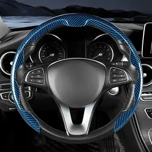 1 piece, carbon fiber pattern men's steering wheel cover, new card type, 37-38cm, wear-resistant and anti-slip, four-season car accessories, Automotive Interior
