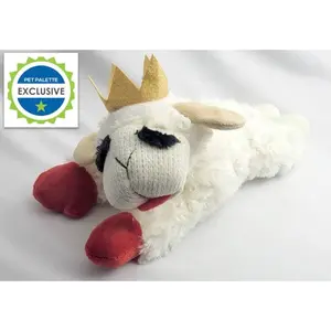 Rawhide-Free Plush Lamb Chop Dog Toy with Crown, 10.5in Pet Supply for Dogs, Rawhide-Free Plush Toys