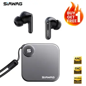 【Buy 1 Get 1 Free】SiAWAG BTW62H Noise Cancelling Earbuds with 10mm Drivers, 50H Playtime, Desk buddy, IPX4 Waterproof, Fast Charging, Dual Pairing, Bluetooth 5.3 Wireless Earbuds - Audio