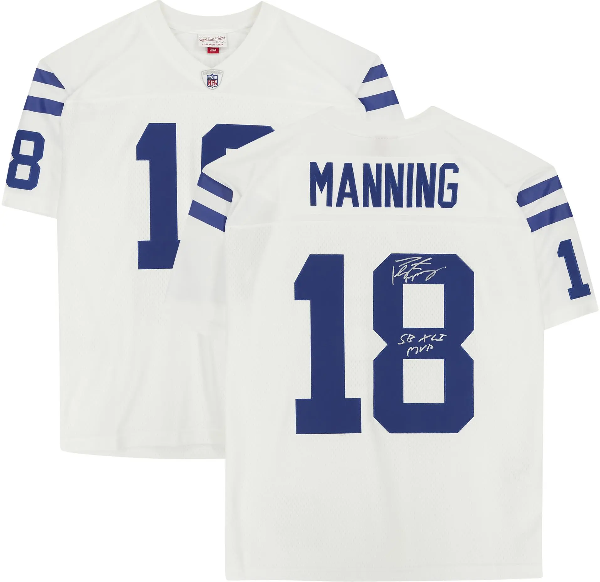 Peyton Manning Indianapolis Colts Autographed White Mitchell & Ness Replica Jersey with "SB XLI MVP" Inscription - Fanatics Authentic Certified