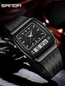 Top Brand Barrel shaped Dial Design Men's Business Watches, Stainless steel strap/Zinc Alloy Case, Luxury Male Quartz Chrono Wristwatch Waterproof, Sports Watches for Man, Fashion Trend Formal Dress Men Analog Watch, Fashionable Wristwatch