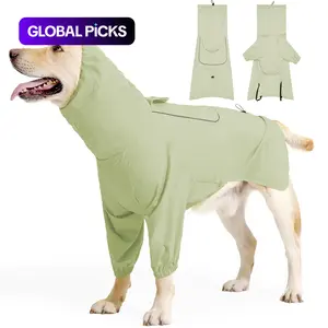 Dog Raincoat High Neck Hooded Waterproof Reflective Harness Attachment Medium Large Dogs, Pet Supplies Fabric Universal Fit