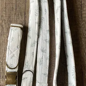 Stylish and Durable White Linen Dog Leash with D Ring Attachment