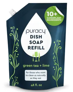 Puracy Natural Dish Soap Refill Plant-Based Liquid Dishwashing Detergent Soap