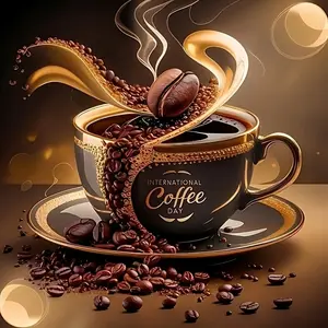 Coffee Themed 5D DIY Diamond Arts Colorful Painting Kit without Frame, DIY Decorative Art Picture for Beginner, Wall Art Decor for Home Living Room Bedroom