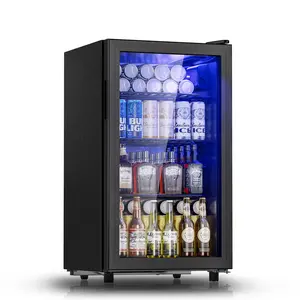 MANASTIN Beverage Refrigerator Cooler, 128 Can Drink Beer Fridge, Wine Soda Cooler, Mini Fridge Glass Door Front for/Home/Office/Bar, Small Refrigerator with Shelves/Light/Wheels