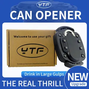 YTF cniversal can opener, suitable for draft beer and canned beverages—an essential accessory for party kitchens. After opening the can can be repurposed as a flower pot or ashtray. Silicone guard/Metal Stainless Steel Suitable for 8-25 ounce cans.