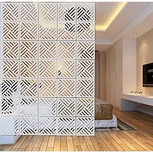 White Hanging Room Divider,12 Pieces Wood-Plastic DIY Panel Screens Partition Wall Dividers Room Decoration with All Accessories 11.4x11.4 Inch