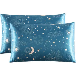 EXQ Home Satin Pillowcase Silky Satin Pillowcase for Hair and Skin,Soft Printed Pillow Cases Queen Size Set of 2 Satin Pillow Case with Envelope Closure Similar to Silk Pillow Cases EXQ Home