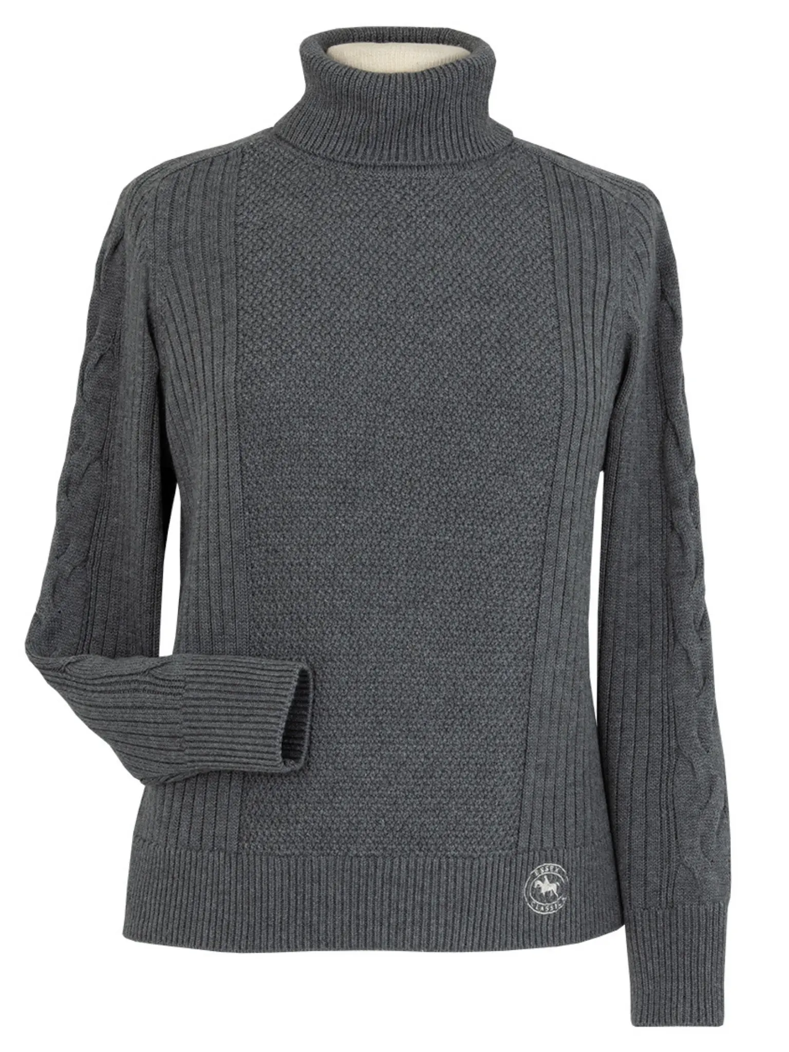 Laced Rein Cable Knit Sweater - Charcoal