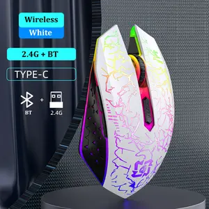 Rechargeable Wireless Gaming Mouse, Dual-Mode Bluetooth 5.2-2.4G, 6-Button Silent, RGB Backlight Function, Compatible with Laptops, Tablets