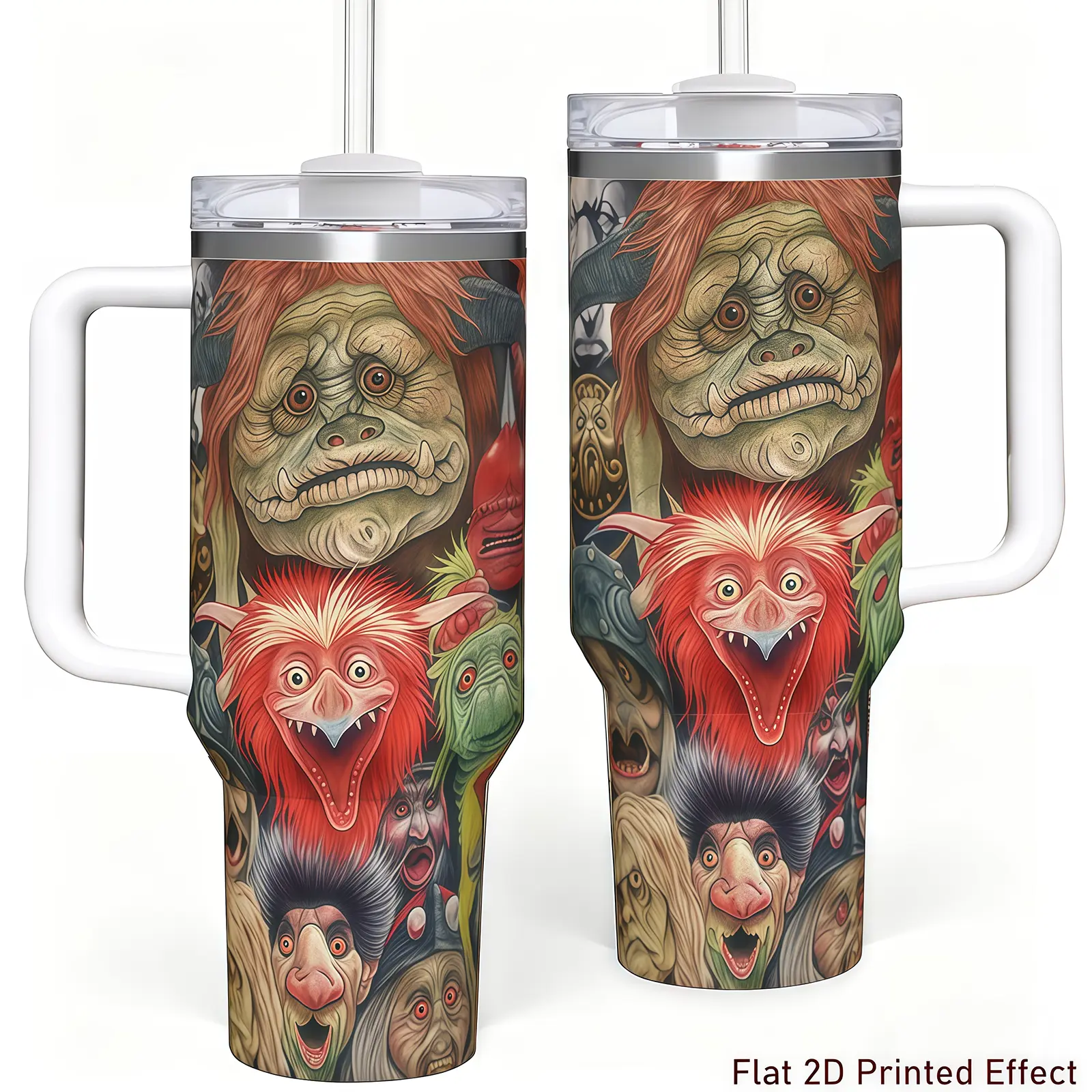 Labyrinth Movie Inspired 40oz Insulated Travel Tumbler Stainless Steel Mug with Handle and Straw Leak Proof Vacuum Thermal Cup Keeps Drinks Tumblers Fans Gift