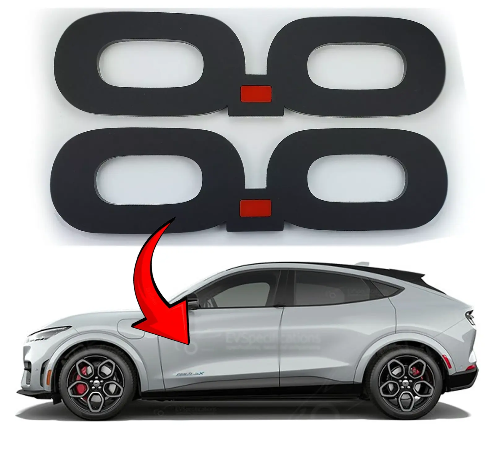 2x Fender Badge Emblem Logo 0.0 for Ford Mustang Mach-E Mach E EV