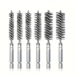 6pcs Stainless Steel Wire Pipe Brush Multi-Specification Wire Brush Deburring and Rust Removal Brush Polishing Inner Hole Grinding Brush