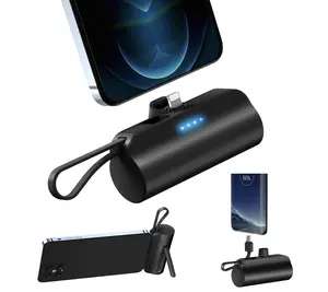 Power Bank Portable Charger - 8000mAh Ultra Compact Portable Phone Charger 5V3A Output Battery Pack Built-in Type-C Cable and Cell Phone Holder Compatible with iPhone and Samsung, etc. (Black)