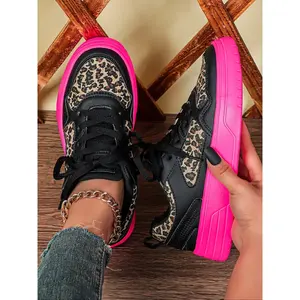 Women's Fashion Leopard Print, Breathable Lightweight Low Top Skate Shoes, Trendy Walking Sneakers, Perfect for Parties, Gifts, Travel, WorkWUUU