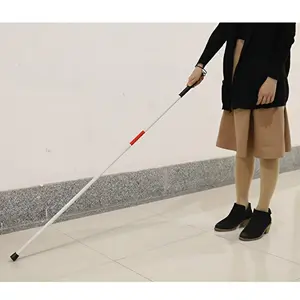 2025 Foldable Walking Stick Aluminum Alloy Reflective White and Red Blind Walking Stick Vision Barrier Non-Slip