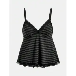 Fairycore Women's Plus Size Striped Doll Top Lace Camisole For Summer