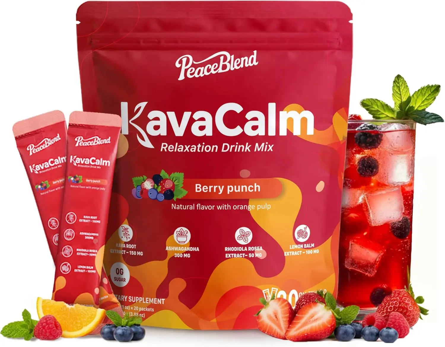 2026 - Supercalm Powdered Drink Mix, Cortisol Reducer and Sleep Aid with Kava Root, Ashwagandha, L-Theanine, Magnesium Glycinate, Lemon Balm, Rhodiola, Vitamin D3 & B6, Vegan, Non-GMO, 20 Packets