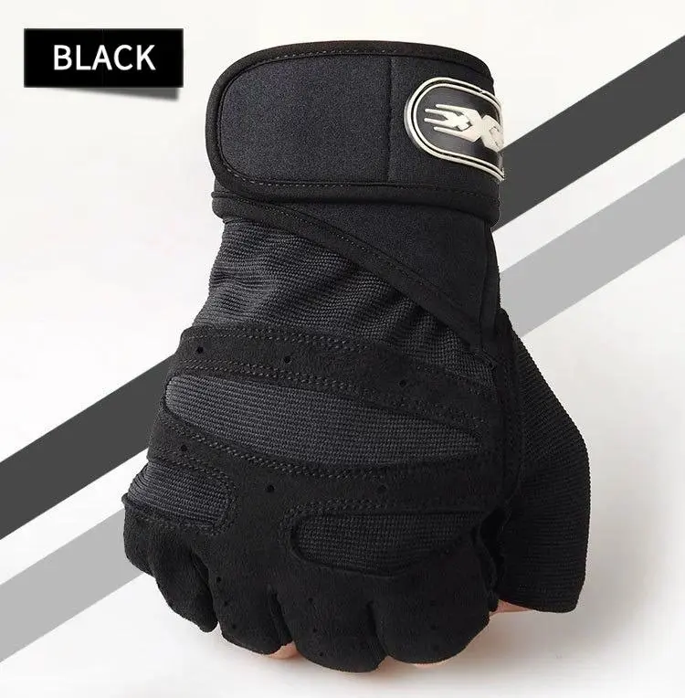 Unisex Black Half Finger Gloves, Non-Slip Breathable Tactical Palm, Durable for Cycling Hiking Gym Workout, Reduces Hand Fatigue, Perfect Sports Gift