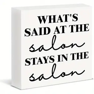 Hair Salon Decor What Is Said in the Salon Wood Block Sign Hairdresser Hair Stylist Gifts for Women Men 5x5 inch