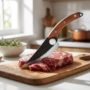 【AREL】Handmade Forged Meat Cutter, Kitchen Knife, Boning Knife | Multi-functional Kitchen Tool | Easily Cuts Meat, Bones, And Fruit; Suitable For Kitchen Use, Grilling, And Other Food Preparation.