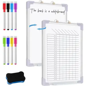 16" x 12" Magnetic Chore Chart Dry Erase Whiteboard Magnetic to Do List Chore Board with Lines Double Sided Weekly Calendar with Frame 8 Marker 1 Eraser for Family Multiple Adults