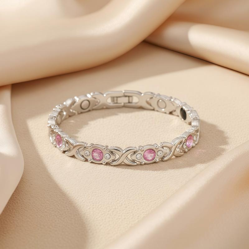 Energy Magnetic Bracelet for Women | Crystal Design & Colorful Stones | Gold Tone