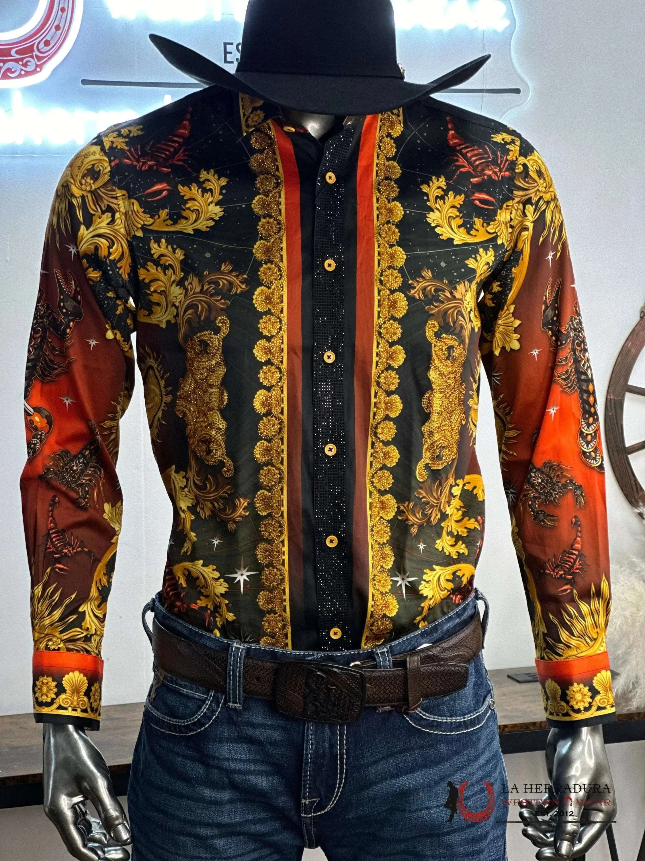 MENS PEDRERIA RED-RED LONG SLEEVE SHIRT 3SPR432