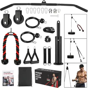 Upgraded Weight Lift Pulley System - LAT Pulley Attachments with Adjustable Length  for Full  ,  Gym Set