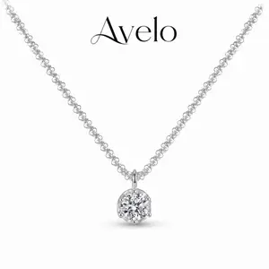 Women's Dainty CZ Solitaire Necklace - Silver Minimalist Adjustable Sparkly Choker, Shiny Sparkling Necklaces, Jewelry Gift for Girls