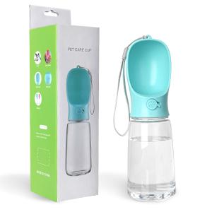 Dog Water Bottle, Leak Proof Portable Puppy Water Dispenser with Drinking Feeder for Pets Outdoor Walking, Hiking, Travel, Food Grade Plastic (19oz Blue)