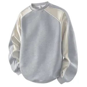 Men’s Color-Block Waffle Round Neck Long Sleeve Pullover Sweatshirt - Raglan Sleeves, Loose Fit, Textured Menswear for Outdoor Street Style #FathersDayGift