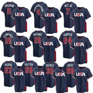Men's Navy White Fashion Custom Professional TeamUSA Baseball 2026 World Baseball Jersey gift for true fans